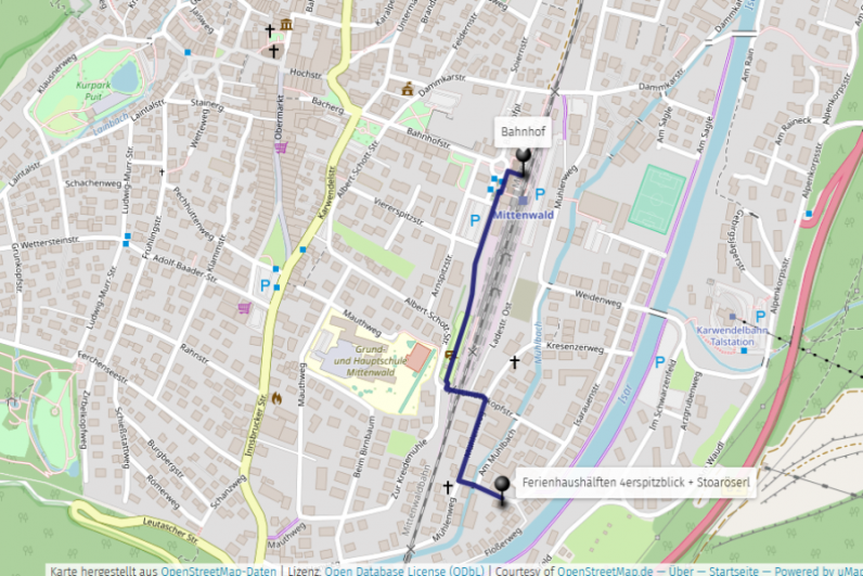 Fußweg Ferienhaushälften 4erspitzblick Stoaröserl