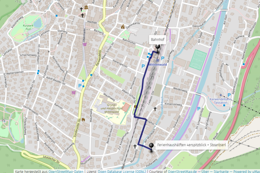 Fußweg Ferienhaushälften 4erspitzblick Stoaröserl